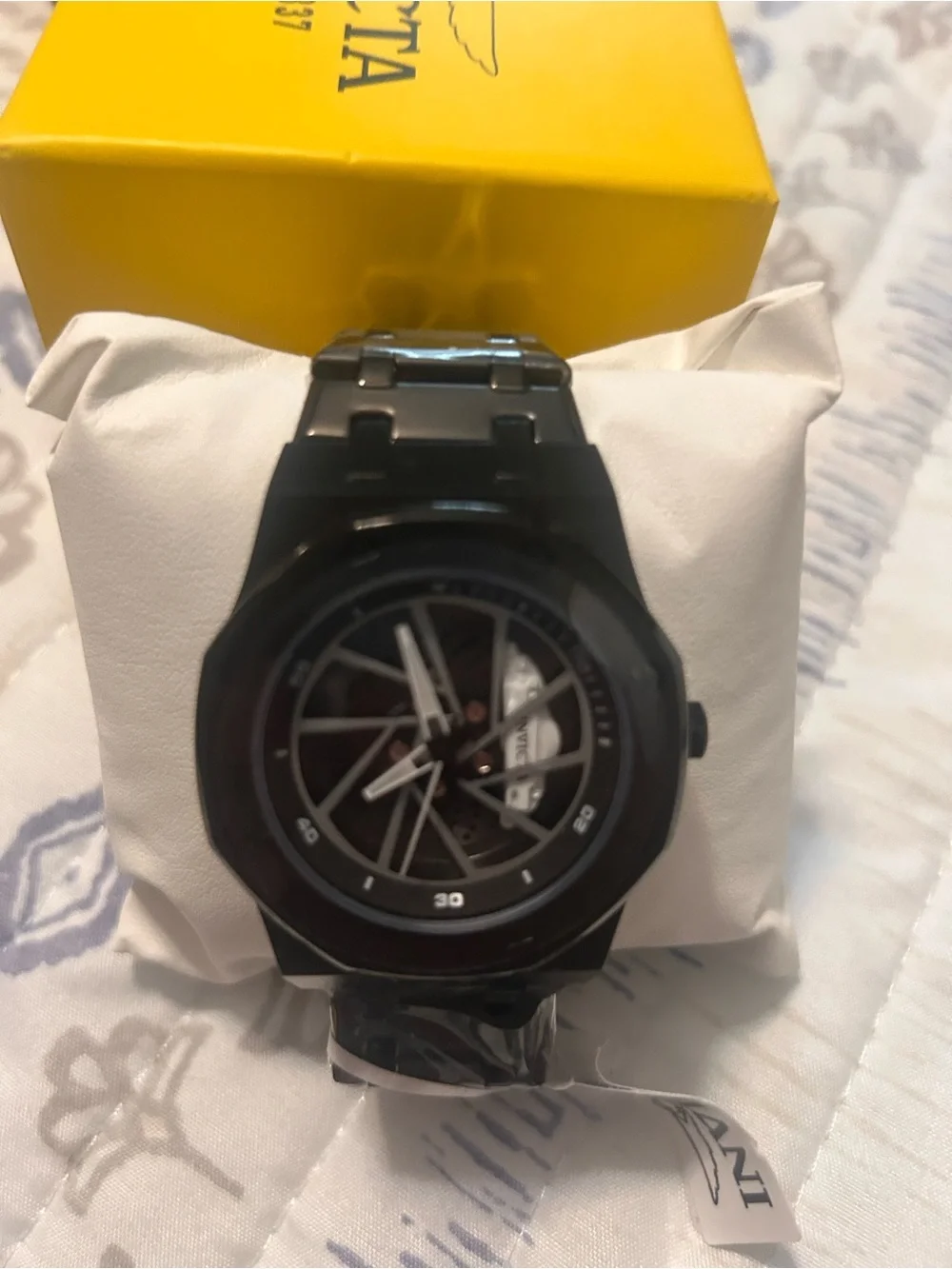 Invicta Black Men's Skeleton Dial Watch